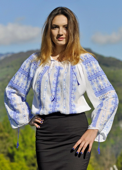 romanian embroidered peasant blouse for sale